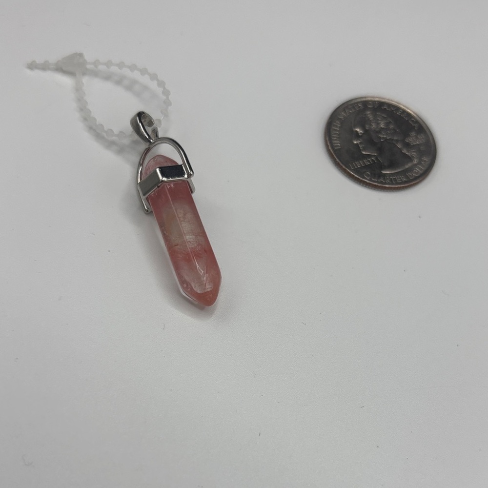 Rose Quartz Point Pendant Necklace - Unbranded
